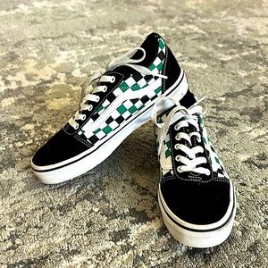 Green and white Vans